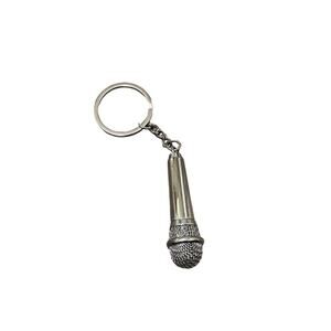 Retro Silver Microphone Zinc Alloy Metal Keychain